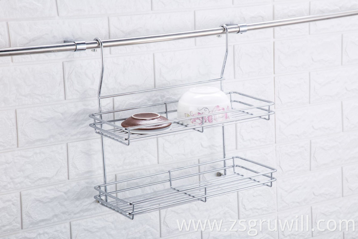 multi-tier wall mounted kitchen metal chromed storage hanging rack for oil paper